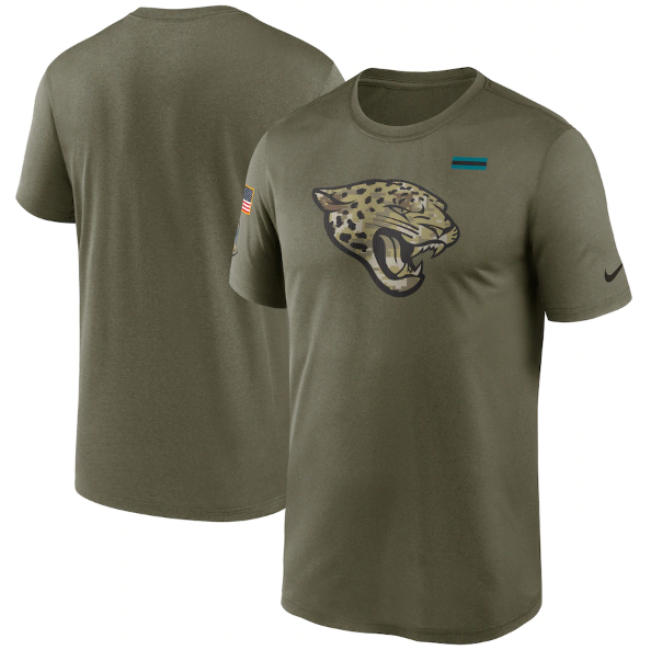 Men's Jacksonville Jaguars 2021 Olive Salute To Service Legend Performance T-Shirt Men's Jacksonville Jaguars 2021 Olive Salute To Service Legend Performance T-Shirt